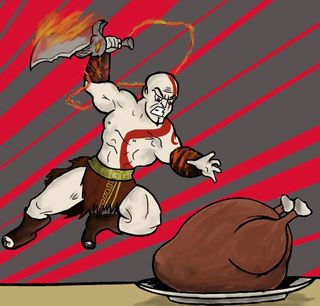 soggysage does a color Kratos thanksgiving