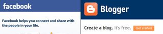 Facebook and Blogger's simple jargon free homepage copy