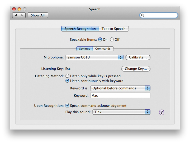 Speech recognition on the Mac