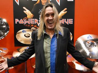 Is Nicko McBrain excited about his new Paiste Boomer cymbals? Hard to tell, isn't it?