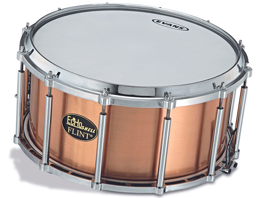 The EcHo-Flint snare features an ingenious free-floating, 'suspended shell' system.