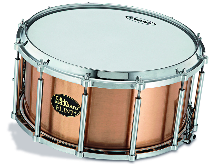 The EcHo-Flint snare features an ingenious free-floating, &#039;suspended shell&#039; system.