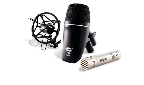 The kit includes an MXL A-55 Kicker dynamic mic and 606 condenser mic, plus a shockmount and flight case