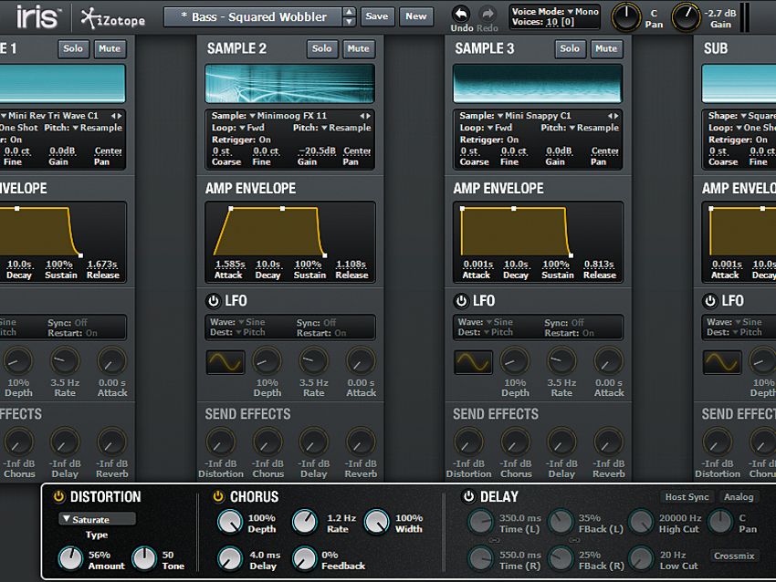 Iris enables you to layer up to four sounds per patch, with one focused on providing sub frequencies.