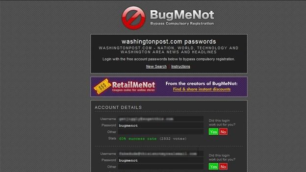 Bugmenot Lite