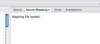 The source map pane will indicate that the mapping file was loaded. Next, select your compiled JavaScript file in the left pane of the Script tab in FireBug