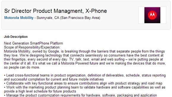 X-Phone outed by Motorola job ad