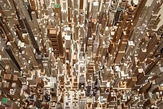 Wooden city sculptures