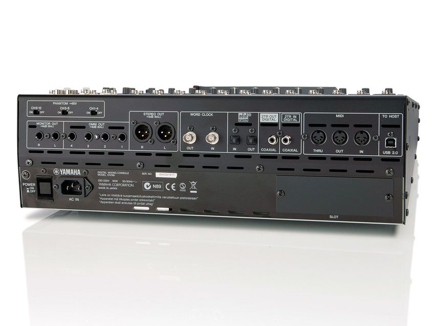 Round the back there are monitor left/right outputs, Omni outs (1-4), main XLR stereo outputs, word clock in/out ports, Coaxial I/O, MIDI In, Out and Thru ports and a USB 2.0 connector
