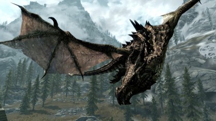 The Elder Scrolls Skyrim dragon in flight