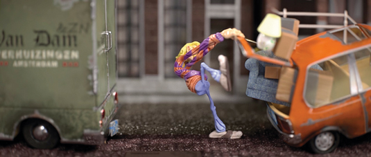 The stop-motion look was created by skipping every other frame of animation