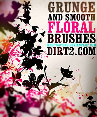 Grunge and smooth floral brushes