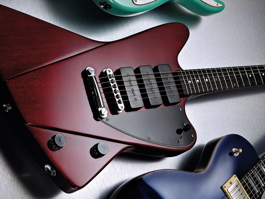 The body stylings are part Jazzmaster, part Explorer, with a hint of Firebird