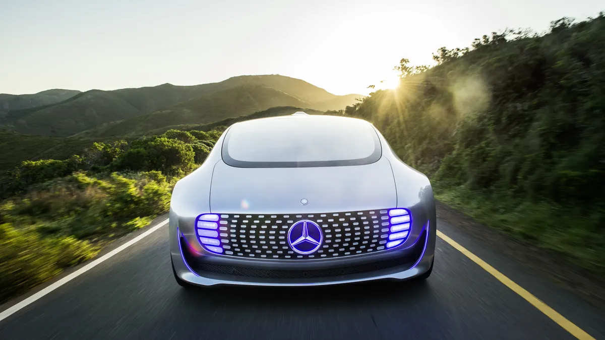 Mercedes-Benz's s F 015 Luxury is futuristic and sleek with an aerodynamic chassis. (Fitzsimmons, Michelle. This Is What Riding In Mercedes' Self-Driving Car Looks (And Feels) Like. . 2015, March 19.)