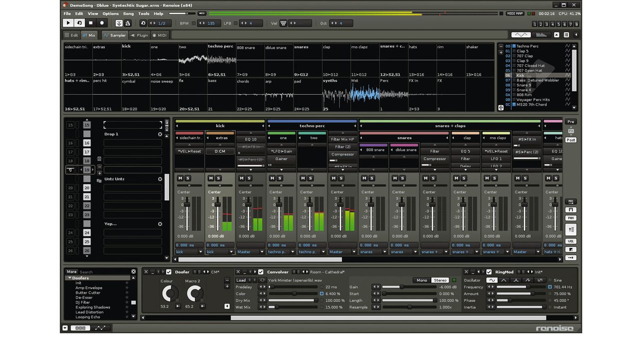 Renoise's own inspirational DSP processors can now be grouped together using Doofer