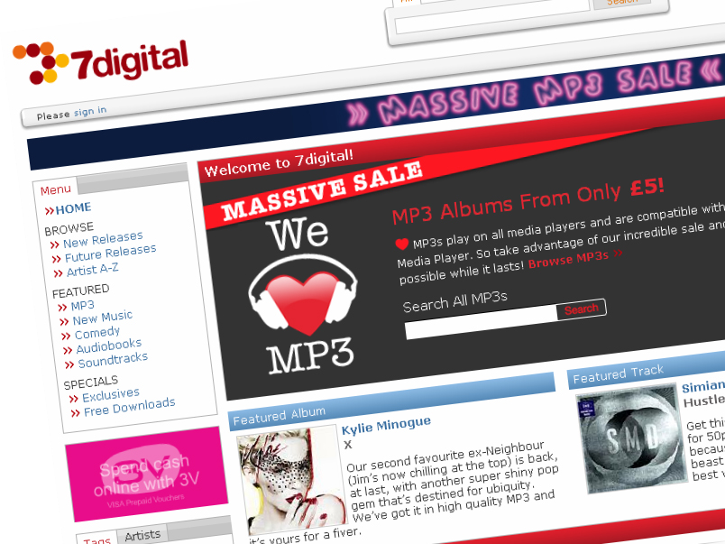 7digital offering legal MP3 music download services to UK ISPs