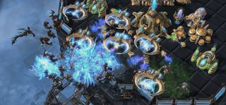Protoss Tempests devastate Mutalisks as Zerg Vipers use blinding cloud on Stalkers 02