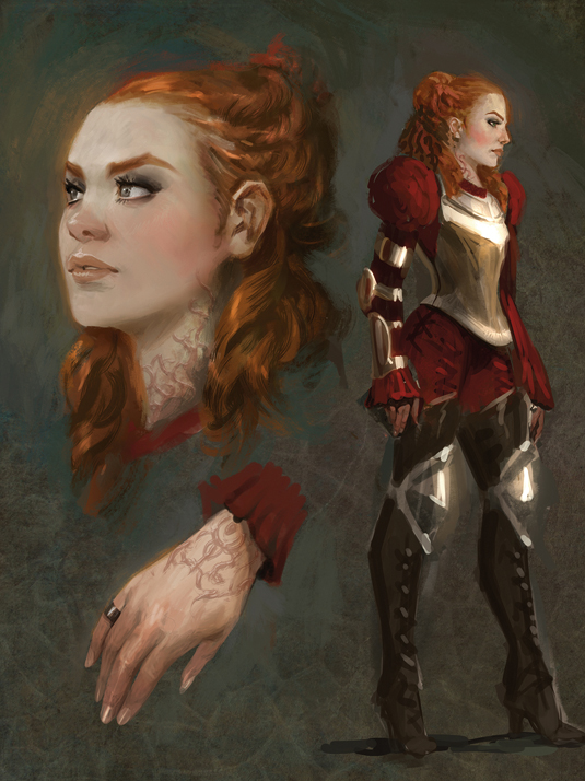 Wizards of the Coast artist paints a woman warrior the Applibot way
