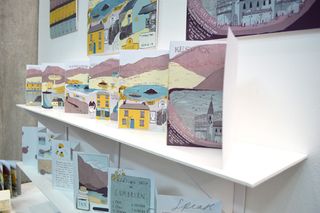 Becca Hall's concertina book From Kendall To Keswick on display at the Manchester School of Art