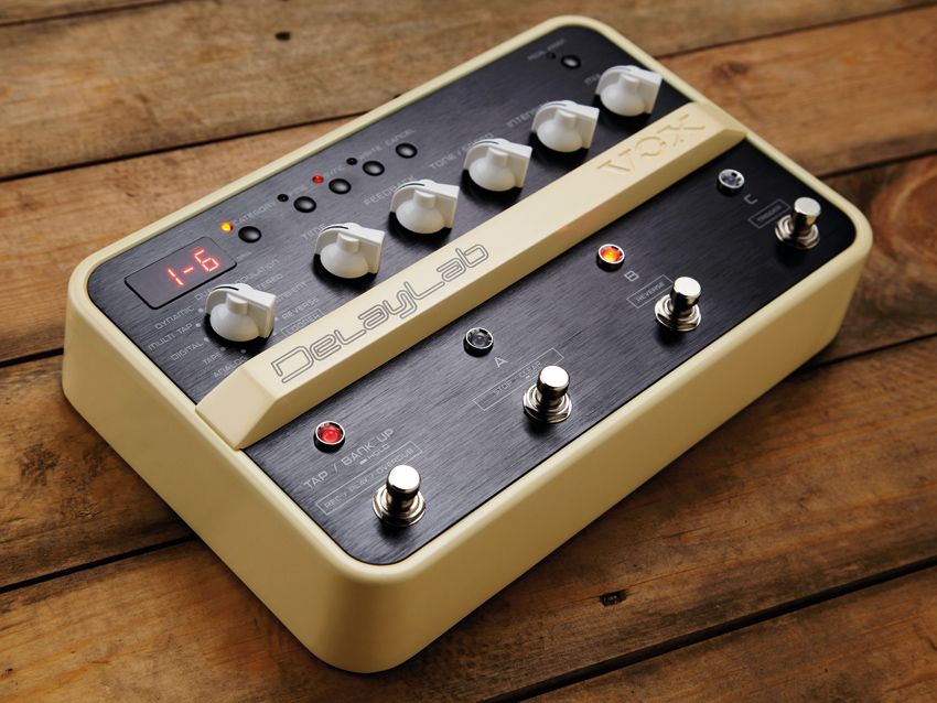 The Vox DelayLab enables you to set 10 delay types, via the top left-hand rotary switch.
