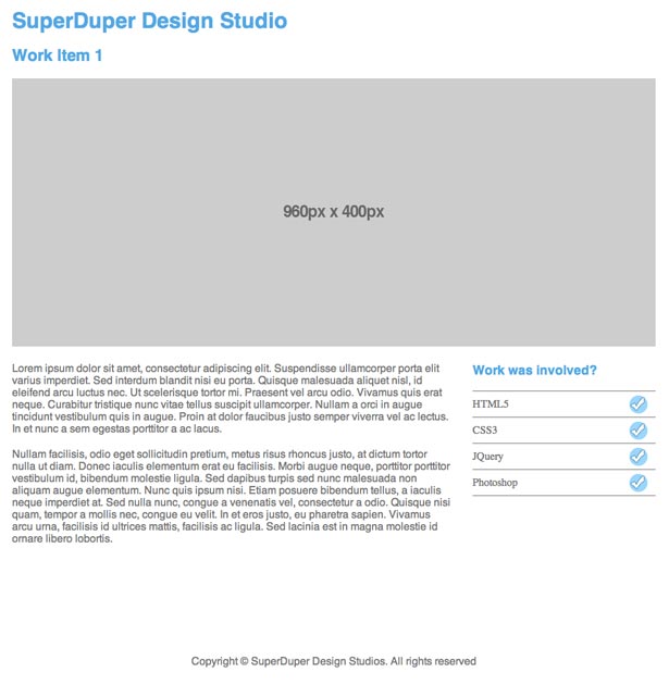 The layout of a work view page