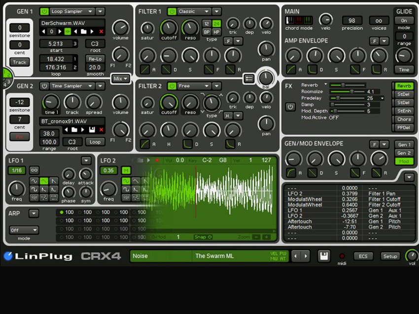 LinPlug CrX4: offers sampling in a synth.