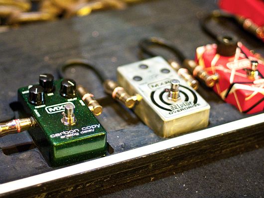 Part of Zakk's out-front pedalboard; MXR Carbon Copy, Wylde Overdrive and EVH Phase 90
