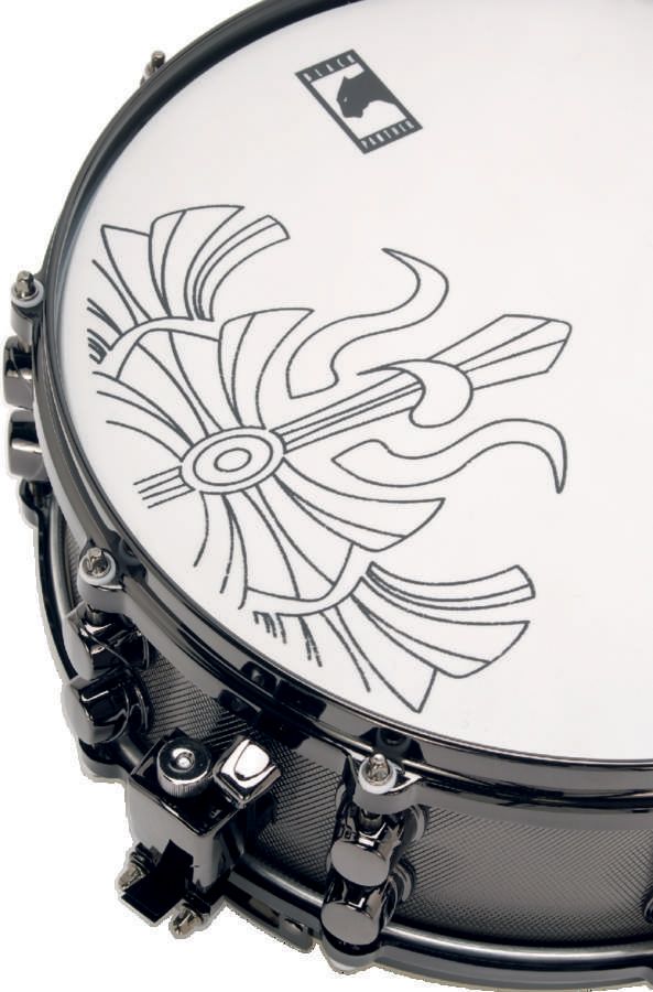 The tattoo-like stencilling on the batter head.