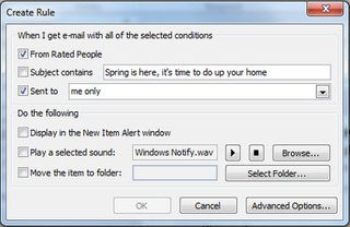 Create rules in Outlook 2010