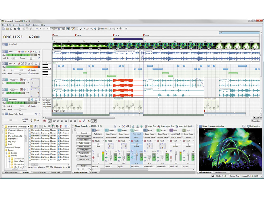 Acid&#039;s new mixer gives you a good project overview.