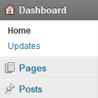 The Admin Menu with the order of the menu items changed