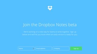 Dropbox Notes signup