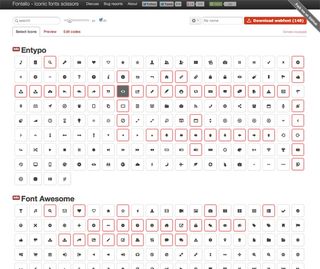 Fontello allows you to pick and choose your icon sets from its collections
