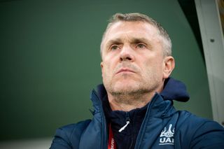 Ukraine Euro 2024 squad Serhii Rebrov head coach of Ukraine looks on prior to the UEFA EURO 2024 Play-Offs final match between Ukraine and Iceland at Tarczynski Arena on March 26, 2024 in Wroclaw, Poland. (Photo by Rafal Oleksiewicz/Getty Images)
