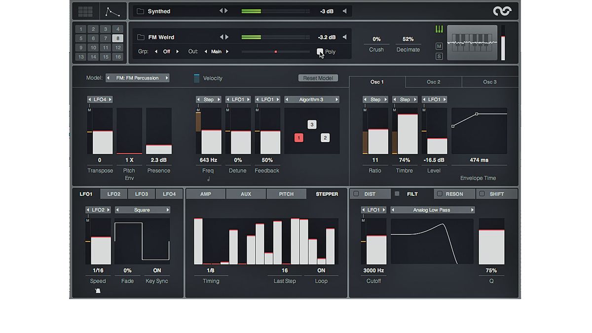 The fantastic three-oscillator FM model offers serious synthesis potential for polyphonic patching