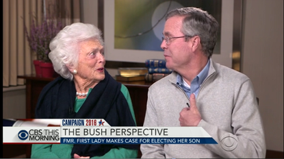Jeb Bush defends himself against his mom. 