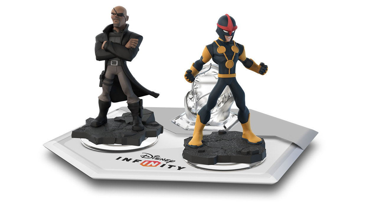 With new game figures, plus minigames on disks that load into the base