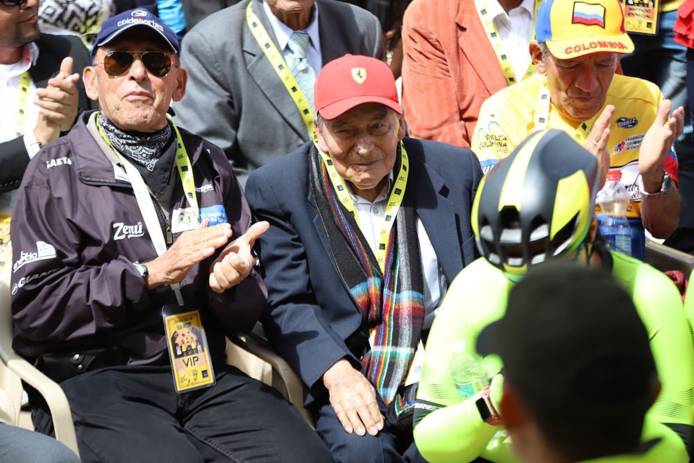 Colombian cycling greats watched Egan Bernal welcomed home