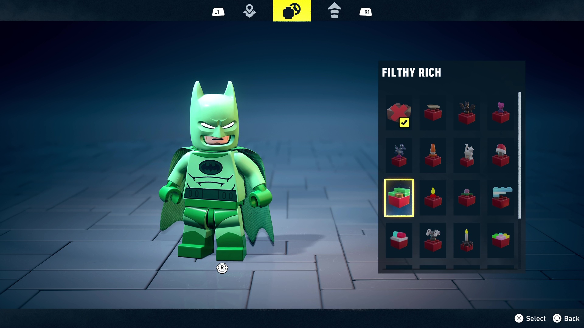 Filthy Rich Red Brick modifier in Lego Batman Legacy of the Dark Knight