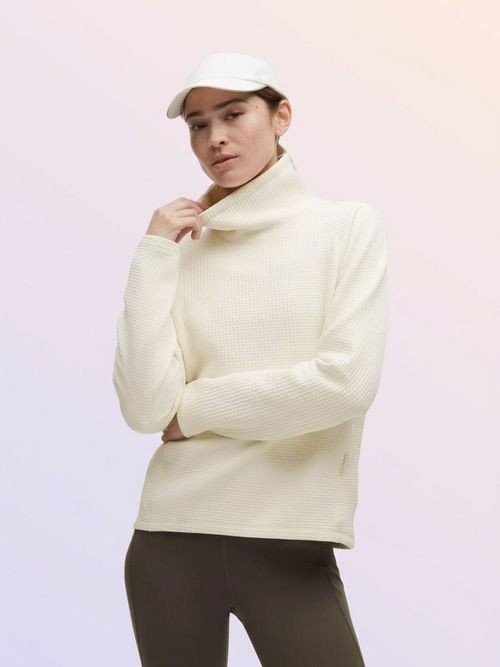 Waffle-Knit Funnel-Neck Long-Sleeve Shirt