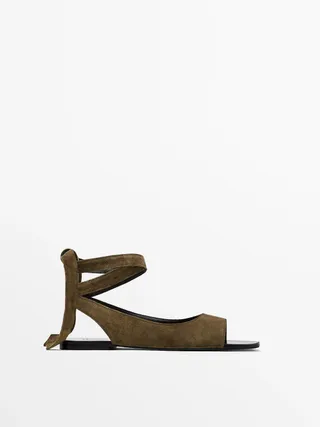 Massimo Dutti, Flat Lace-up Slider Sandals