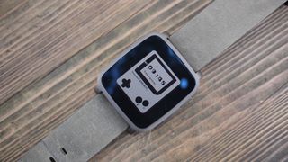Lead Pebble Time Steel Image on Park Bench