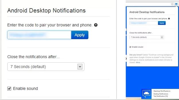 Android Desktop Notifications