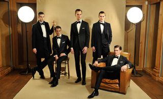 ... while of course, as day turns to night, there are the much-needed change of clothes in the form of single-breasted dinner jackets and navy suits, cut to strict eveningwear codes.