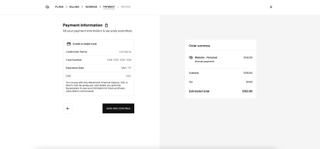 Screenshot of squarespace sign up page for credit card details