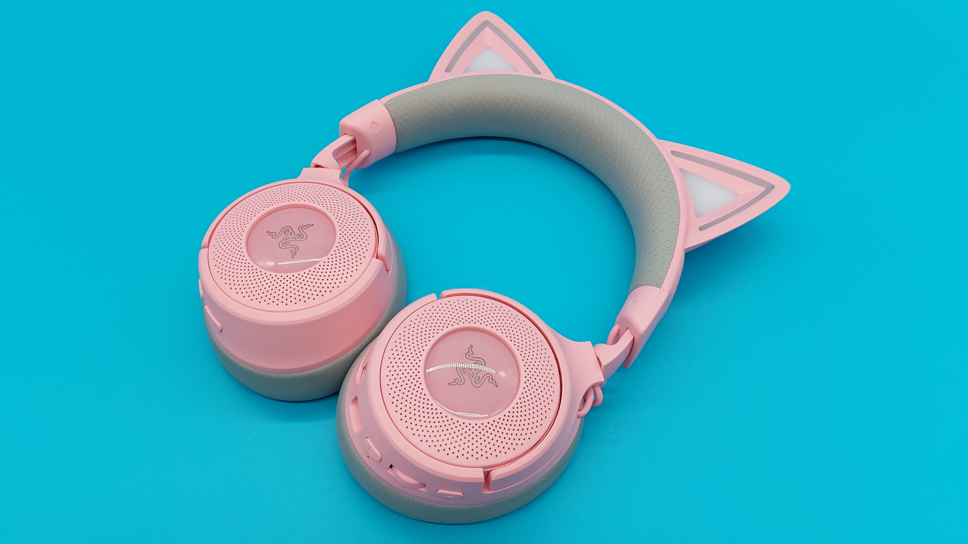 The Kraken Kitty V3 Pro wireless gaming headset in quartz pink.