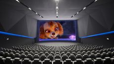 Cinema with Paw Patrol Mighty Movie on screen