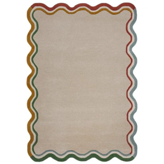 Elements Wave Natural Border Wool Rug