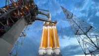 Ongoing preparations for the launch of a Delta IV Heavy rocket in Florida.