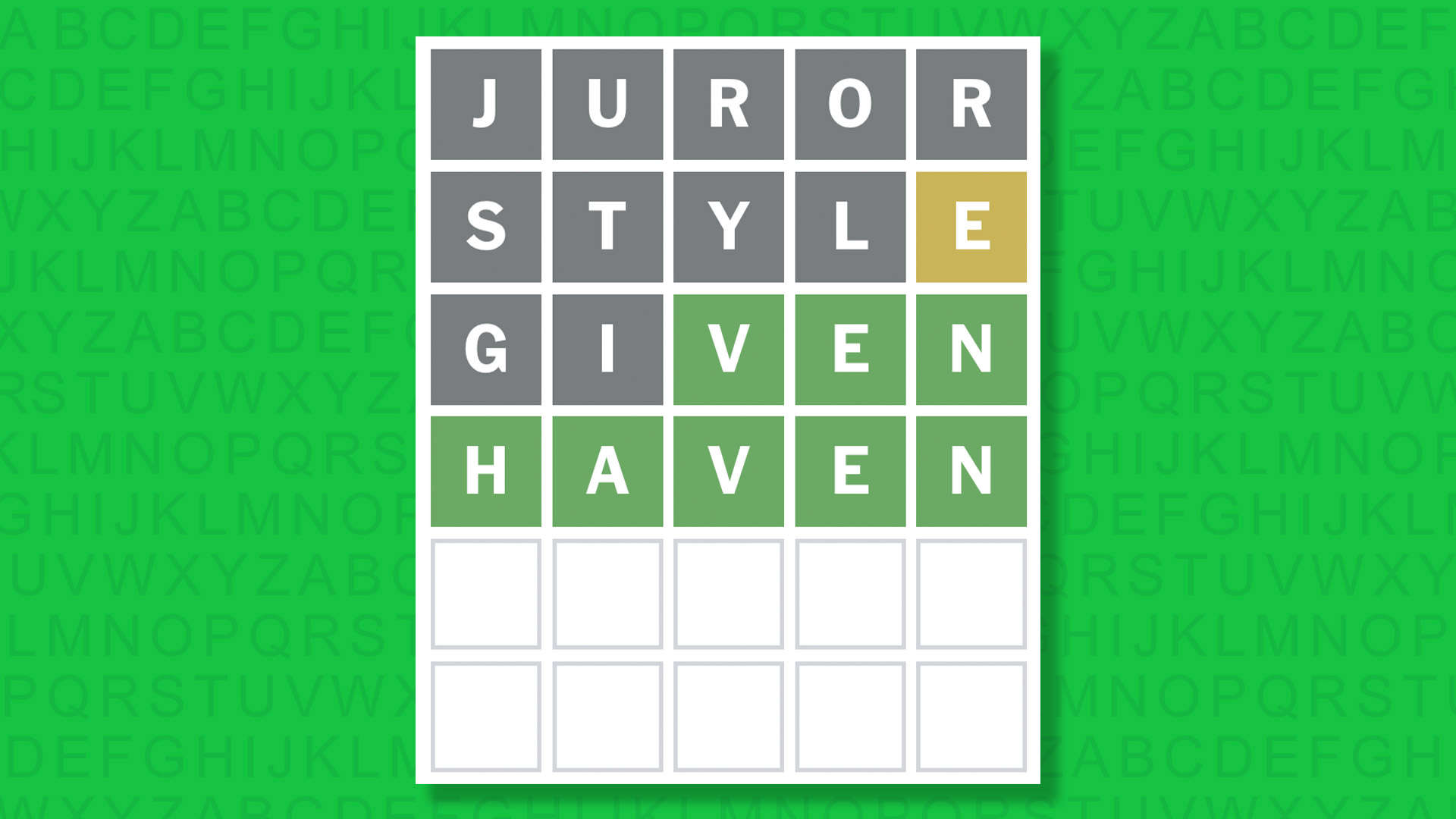 NYT Wordle answers for game 1582 on a green background